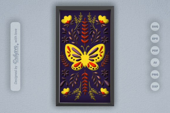 Butterfly Folk Art Layered Paper Cut