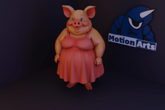 Cartoon Piglet in a Dress: A 3D Printable Delight