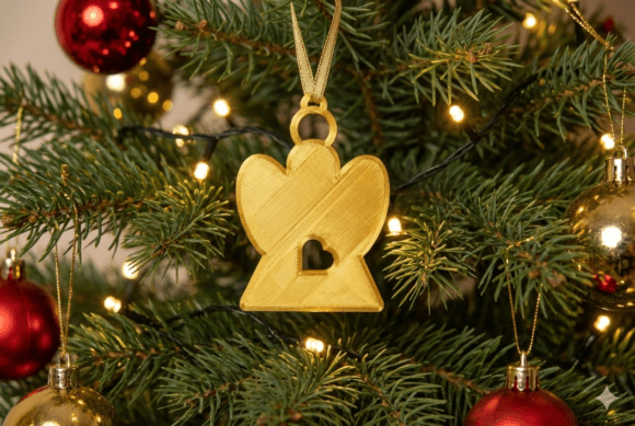 Festive Angel Tree Ornament with Heart C