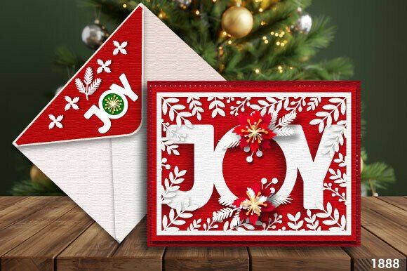 Festive JOY Christmas Greeting Card 1888