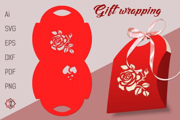 Gift Wrap with Cut out Rose Cut File: Elevating Small Gifts
