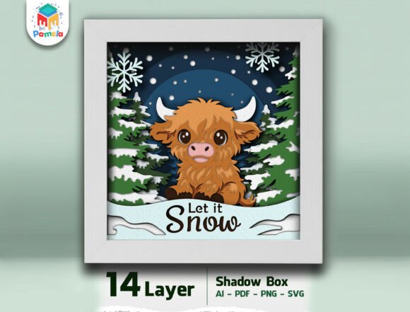 Highland Cow Shadow Box SVG: A Winter Craft Essential