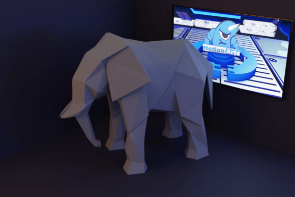 Low Poly Elephant Sculpture: A Modern 3D Model