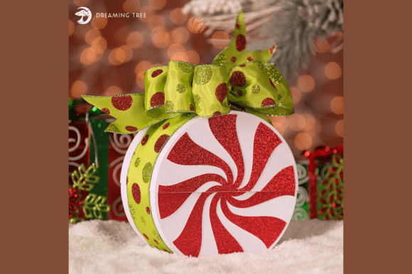 Peppermint Gift Box SVG: Festive 3D Paper Craft
