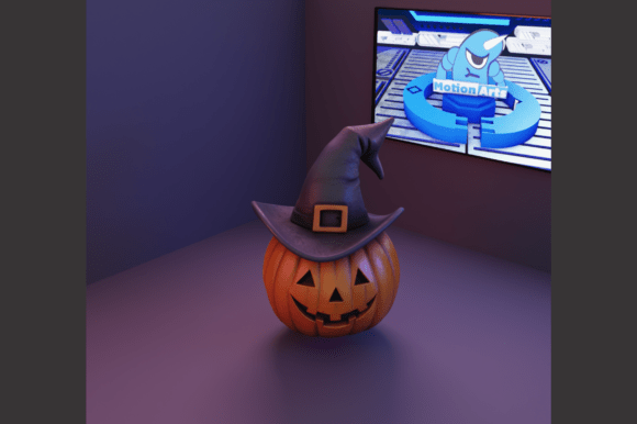 Pumpkin with Witch's Hat: 3D Design Assets