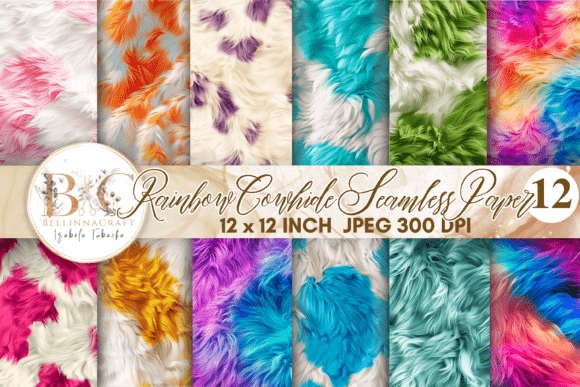 Rainbow Cowhide Seamless Digital Paper