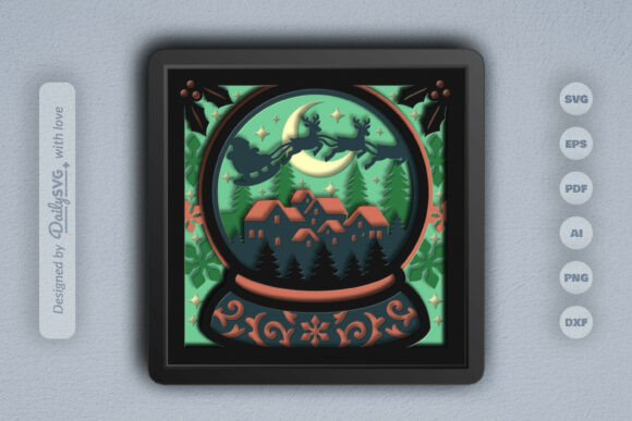 Santa Sleigh Snow Globe Layered Papercut: A Masterclass in Dimensional Holiday Design