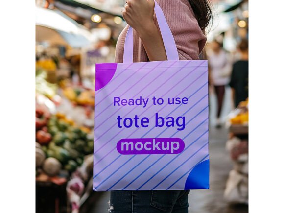 Street Market Tote Bag Mockup