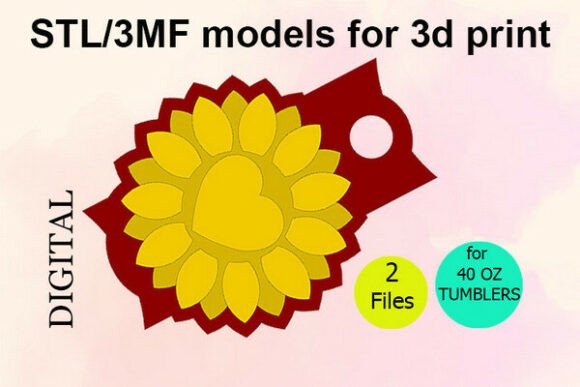 Sunflower 40 OZ Tumbler Topper: STL & 3MF Files for Custom Creations